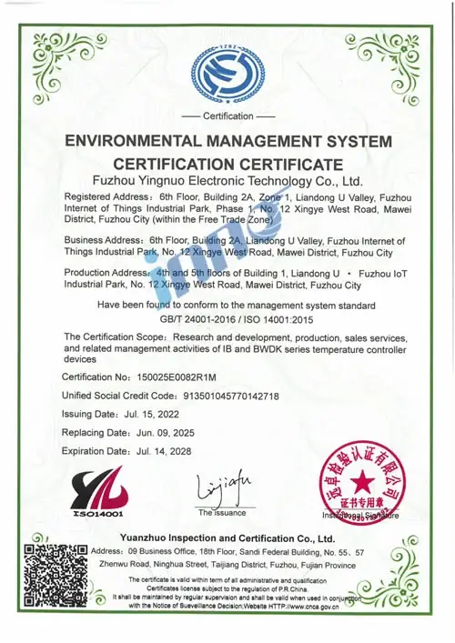 ISO 14001 certificate
