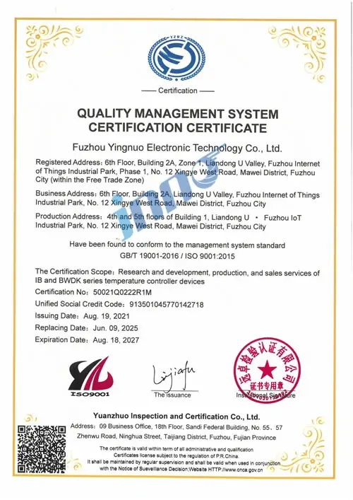 ISO 9001 certificate