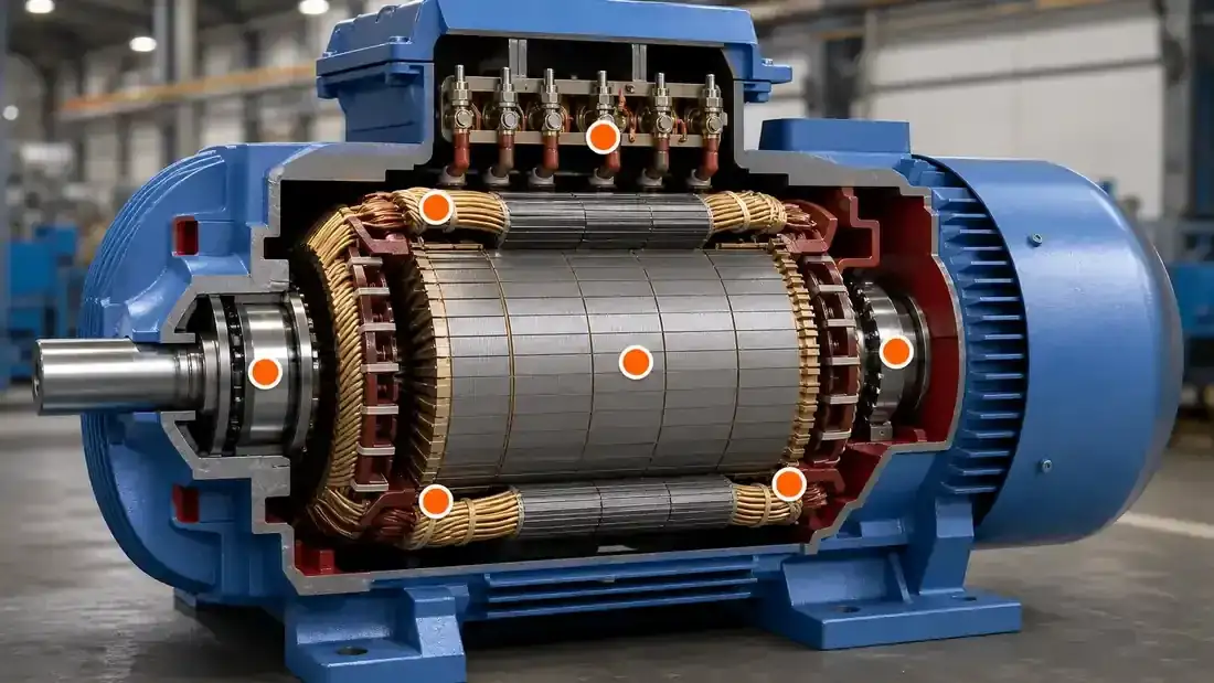 Critical motor and generator temperature monitoring locations