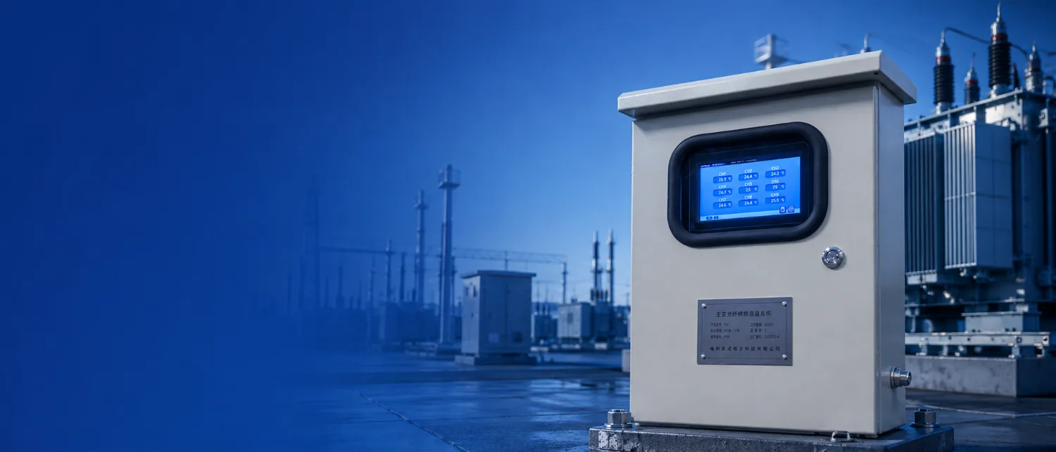 Fiber optic temperature monitoring cabinet installed at a power substation