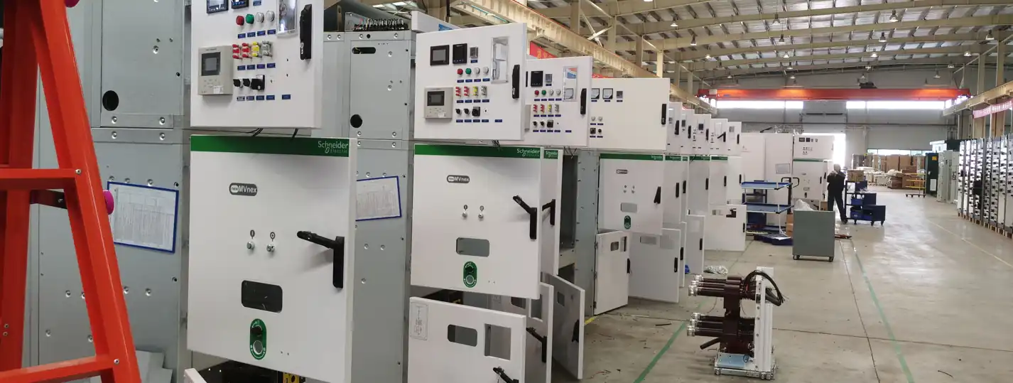 Switchgear assembly line in an electrical equipment factory