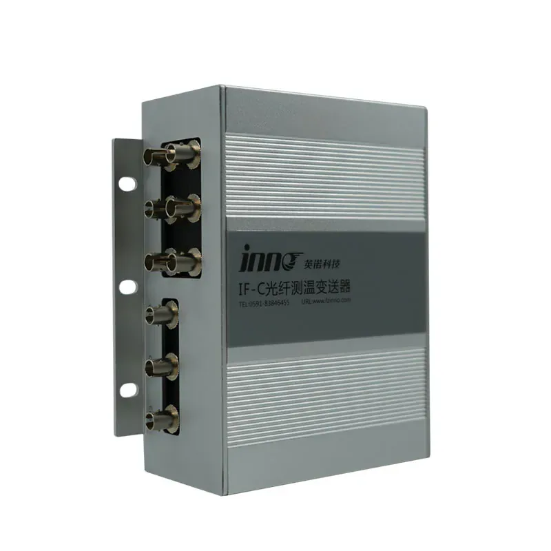 Fiber optic temperature demodulator and transmitter with nine channels