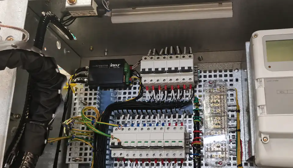 Existing electrical cabinet prepared for a monitored retrofit