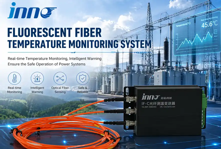 Fluorescent fiber optic temperature monitoring system for power equipment